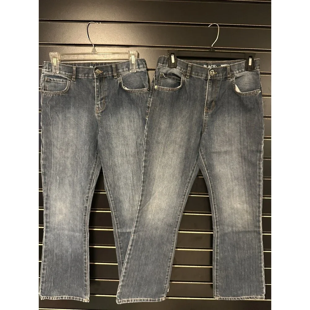 Lot of 2 Children’s Place Boys Bootcut Jeans Size 14 HUSKY Adjustable Waist